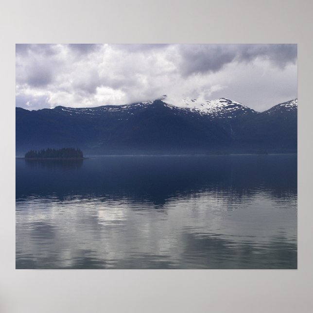 Affiche Mer d'Alaska brumeuse aux nuances de bleu (Devant)