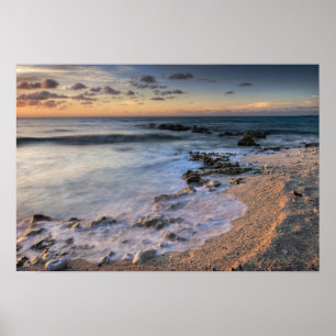 Affiche Mer des Caraïbes, Îles Caïmans. Vagues déferlantes