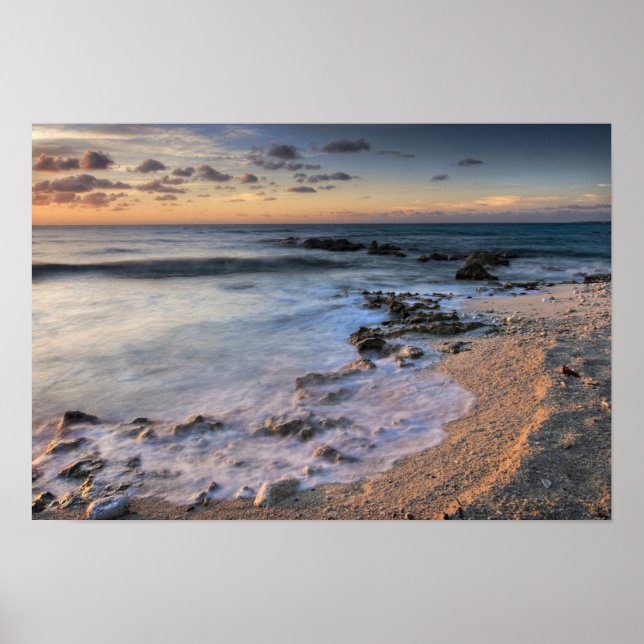 Affiche Mer des Caraïbes, Îles Caïmans. Vagues déferlantes (Devant)
