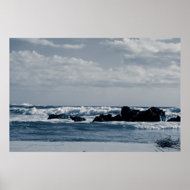 Affiche Mer ionienne agitée par des vagues de mousse qui e (Devant)