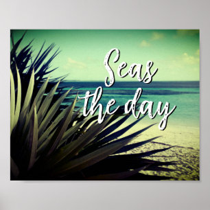 Affiche Mer jour caché paradis de la plage de palmiers pho