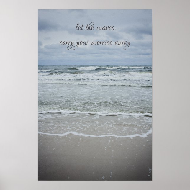 Affiche Mer majestueuse avec des vagues sous un ciel orage (Devant)