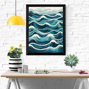 Affiche Mer Sérénissime : une vague d'aquarelle