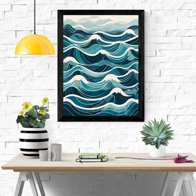 Affiche Mer Sérénissime : une vague d'aquarelle (Créateur téléchargé)