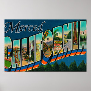 Affiche Merced, California - Large Letter Scenes