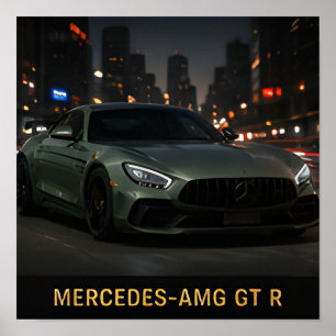 Affiche Mercedes AMG GT R voiture de sport allemande moder