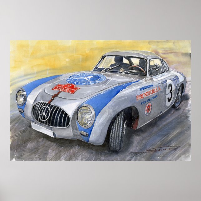 Affiche Mercedes Benz 300 SL 1952 Carrera Panamericana Mex (Devant)