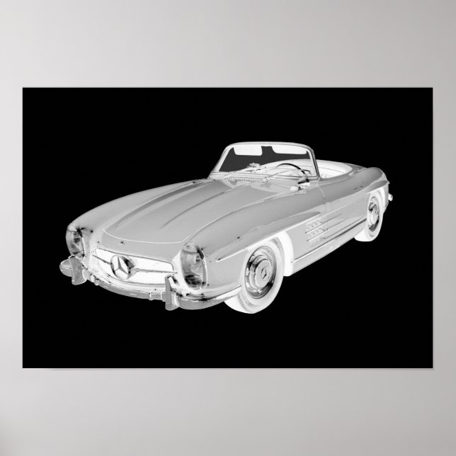 Affiche Mercedes Benz 300 SL Convertible Car Art (Devant)