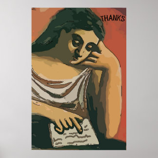 Affiche Merci à la fille Abstraite sur tablette