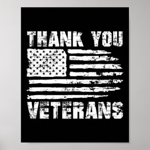 Affiche Merci Anciens Combattants Drapeau Américain Fiers