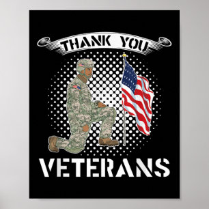 Affiche Merci aux vétérans Drapeau des États-Unis Soldat f