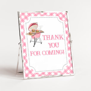Affiche Merci Baby shower BBQ Burger rose pour venir