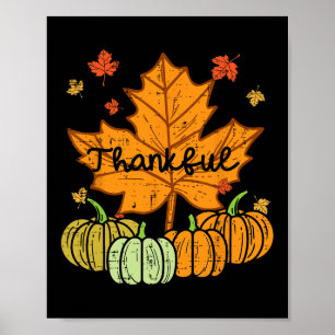 Affiche Merci Citrouille feuille mignon Thanksgiving Fall