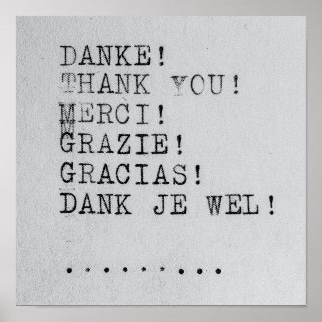 Affiche Merci, Danke, Grazie, Gracias (Devant)
