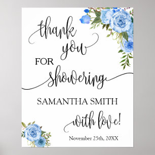 Affiche Merci d'avoir douché la mariée à venir Blue floral