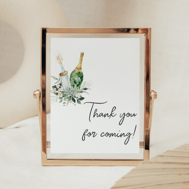 Affiche Merci de Baby shower de bouteilles Poppin pour ven (Poppin' Baby Bottles Baby Shower Thank you for Coming Sign)
