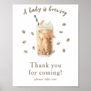 Affiche Merci de baby shower de café glacé pour venir