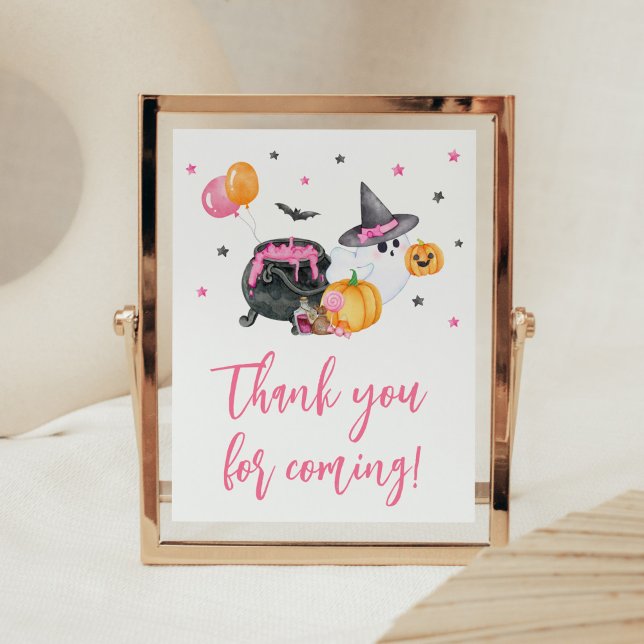 Affiche Merci de Baby shower de fille de petit garçon pour (Ghost Halloween Baby Shower Thank you for Coming Sign)
