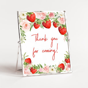 Affiche Merci de Baby shower de fraise pour venir
