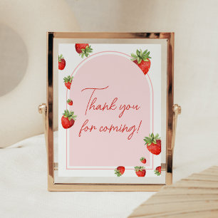 Affiche Merci de Baby shower de fraise rouge pour venir