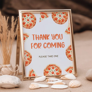 Affiche Merci de Baby shower de pizza pour le signe à veni