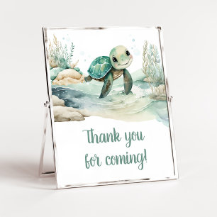 Affiche Merci de Baby shower de tortue marine à venir