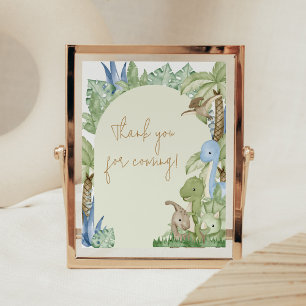 Affiche Merci de Baby shower Dinosaur verdoyant pour venir