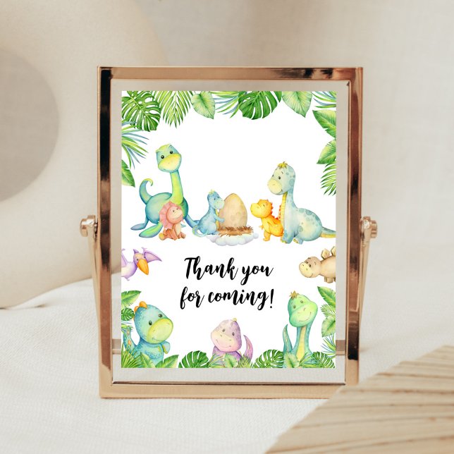 Affiche Merci de Baby shower mignon Dinosaur pour venir (Greenery Dinosaur Baby Shower Thank You for Coming Sign)