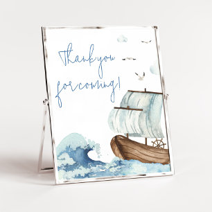 Affiche Merci de Baby shower nautique pour venir