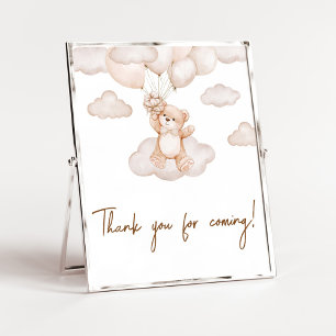Affiche Merci de ballon Brown bébé ours pour venir