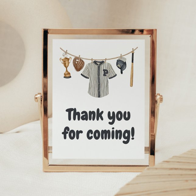 Affiche Merci de baseball Little Slugger pour venir (Baseball Little Slugger Clothesline Baby Shower Thank you for Coming Sign)