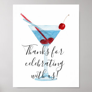 Affiche Merci De Célébrer Avec Nous Cocktail Verre Mur
