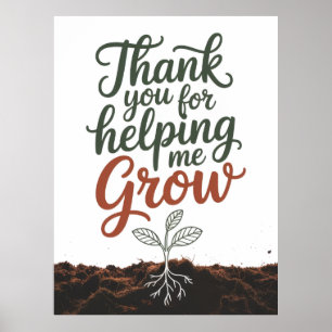 Affiche Merci de m'avoir aidé à grandir Cadeau pour enseig