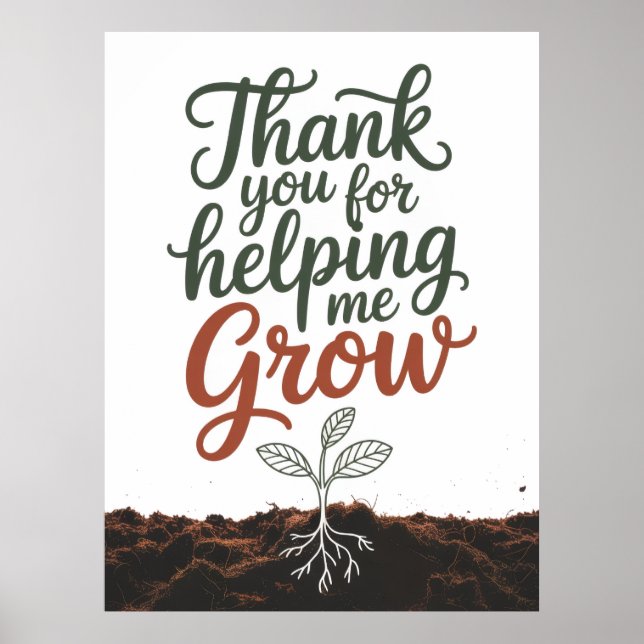 Affiche Merci de m'avoir aidé à grandir Cadeau pour enseig (Devant)