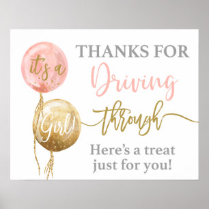 Affiche Merci de traverser baby shower girl