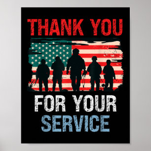 Affiche Merci Drapeau Usa Pour Votre Service - Mémorial