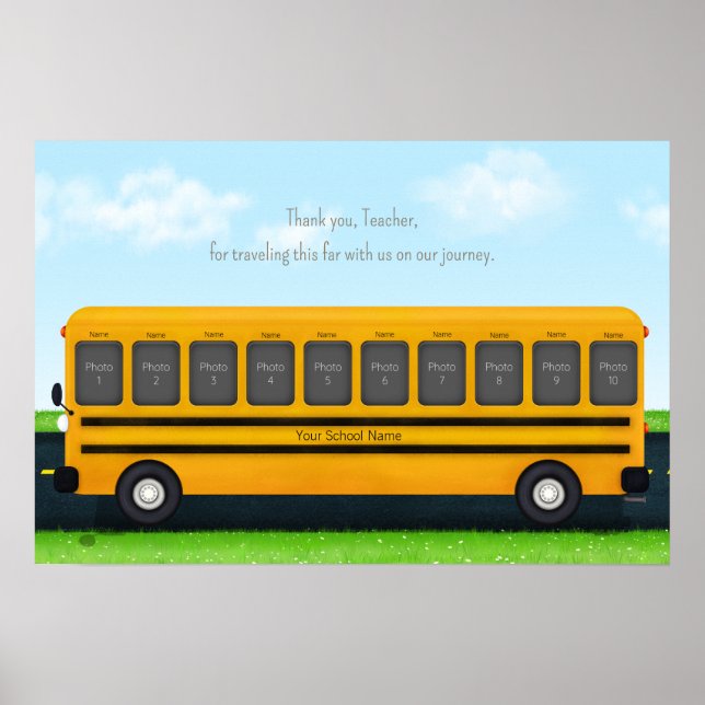 Affiche Merci Enseignant École Jaune Bus 10 Photos (Devant)