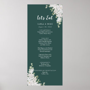 Affiche Merci Floral à feuilles vertes et menu Mariage