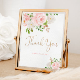 Affiche Merci floral rose pâle