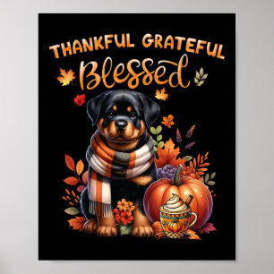 Affiche Merci gracieux bienheureux chien Rottweiler automn