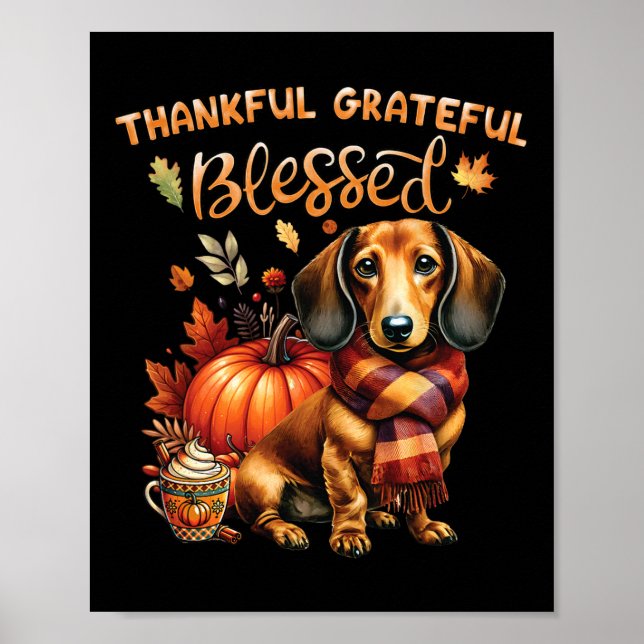 Affiche Merci gracieux bienheureux Dachshund Chien Automne (Devant)