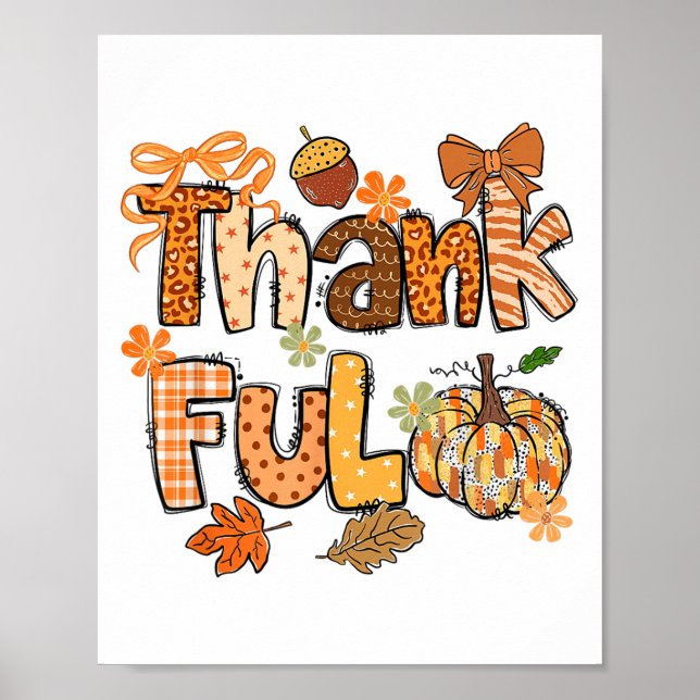 Affiche Merci Grateful Bon thanksgiving Pumpk (Devant)