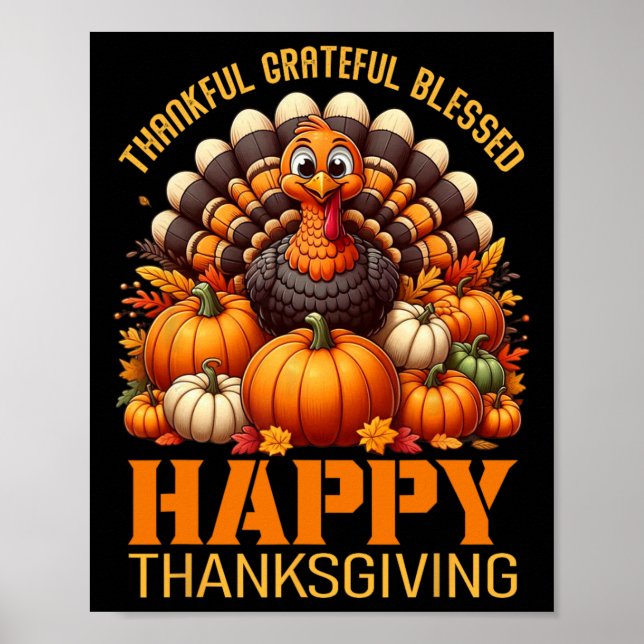 Affiche Merci Grateful Bon thanksgiving Turke (Devant)