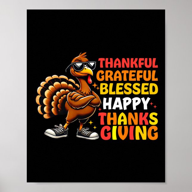 Affiche Merci Grateful Bon thanksgiving Turke (Devant)