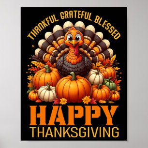 Affiche Merci Grateful Bon thanksgiving Turke
