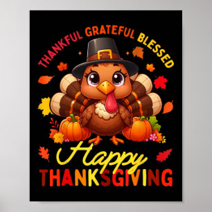 Affiche Merci Grateful Bon thanksgiving Turke