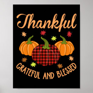 Affiche Merci Gratuit Béni Soie Plaid Thanksgiving