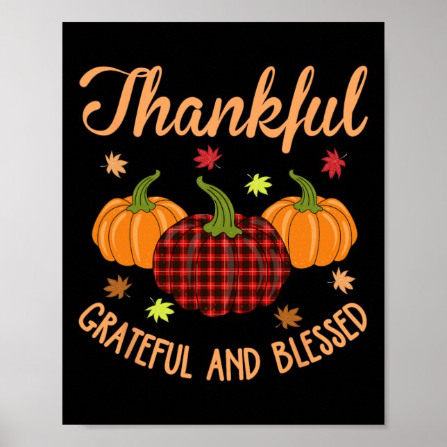 Affiche Merci Gratuit Béni Soie Plaid Thanksgiving (Devant)