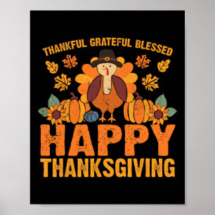 Affiche Merci Gratuit Béni Thanksgiving La Turquie chute