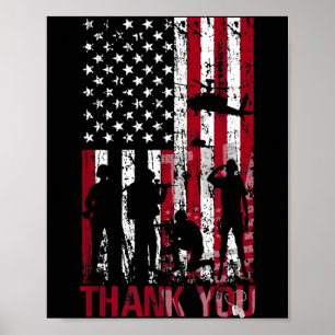 Affiche Merci jour du souvenir drapeau militaire en détres